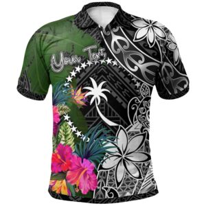 Chuuk Custom Personalised Polo Shirt - Turtle Plumeria Banana Leaf - BN11