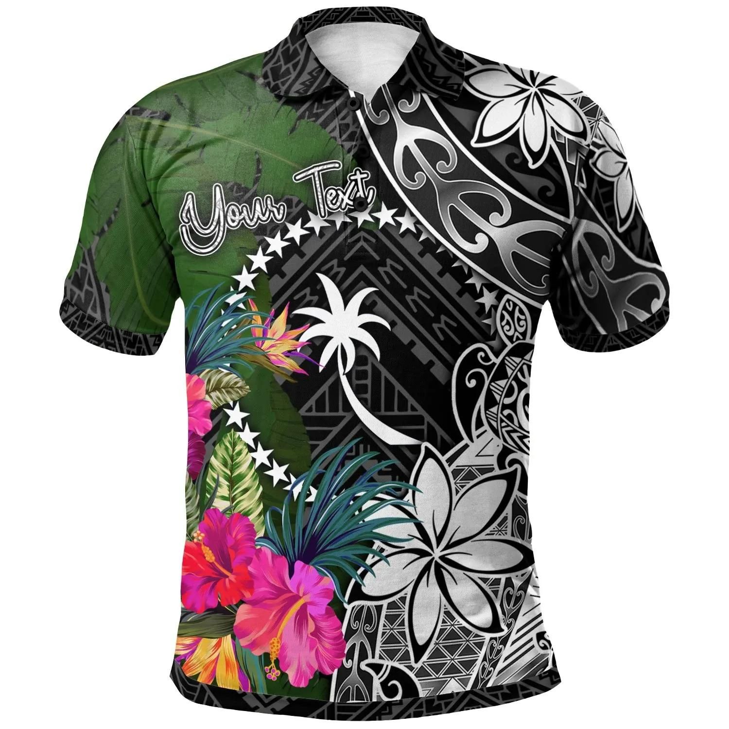 Chuuk Custom Personalised Polo Shirt - Turtle Plumeria Banana Leaf - BN11 Chuuk Custom Personalised Polo Shirt - Turtle Plumeria Banana Leaf - BN11