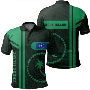 Chuuk Island Green Polo Shirt- Boba Style - AH - J14