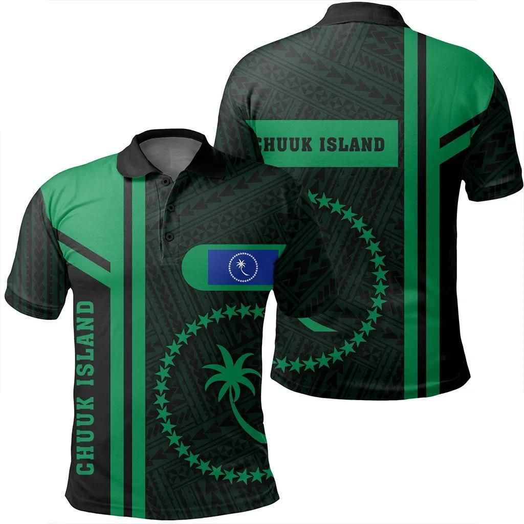 Chuuk Island Green Polo Shirt- Boba Style - AH - J14 Chuuk Island Green Polo Shirt- Boba Style - AH - J14