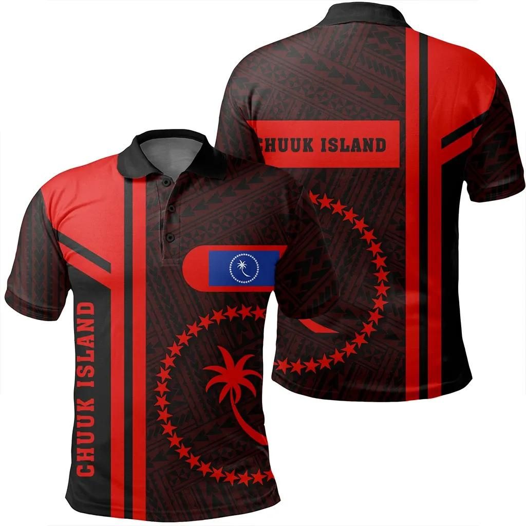 Chuuk Island Red Polo Shirt- Boba Style - AH - J14 Chuuk Island Red Polo Shirt- Boba Style - AH - J14