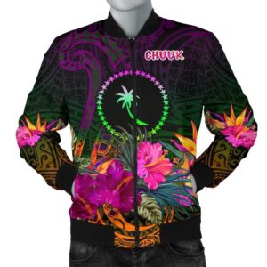 Chuuk Men's Bomber Jacket - Summer Hibiscus - BN15 Bomber Jacket