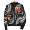 Chuuk Micronesian Men Bomber Jacket - Black Plumeria - BN11 Bomber Jacket
