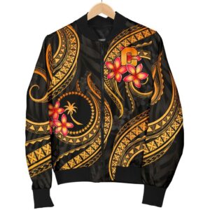 Chuuk Micronesian Men Bomber Jacket - Gold Plumeria - BN11 Bomber Jacket