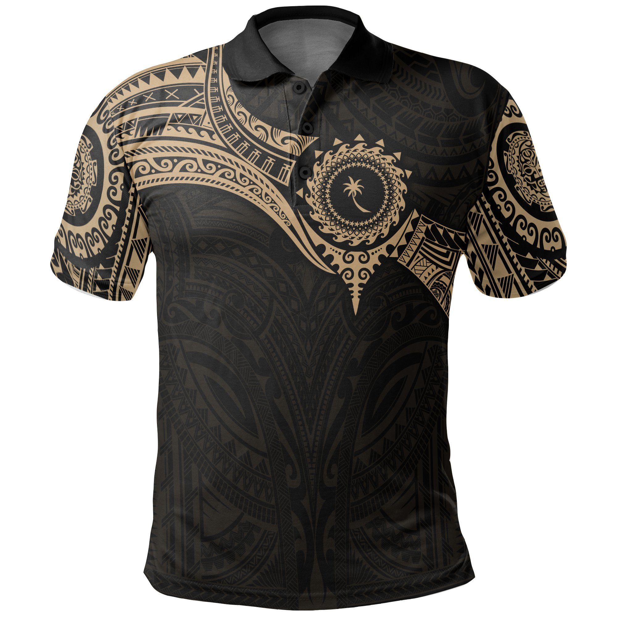 Chuuk Micronesian Polo Shirt - Gold Heart Shield - BN11 Chuuk Micronesian Polo Shirt - Gold Heart Shield - BN11