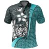 Chuuk Micronesian Polo Shirt bTurquoise - Turtle with Hook - BN11