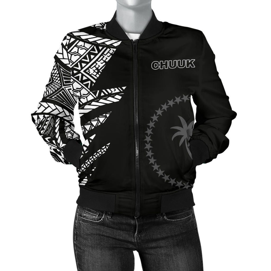 Chuuk Pattern Women's Bomber Jackets - Black Style - FSM - BN912 Bomber Jacket Chuuk Pattern Women's Bomber Jackets - Black Style - FSM - BN912 Bomber Jacket