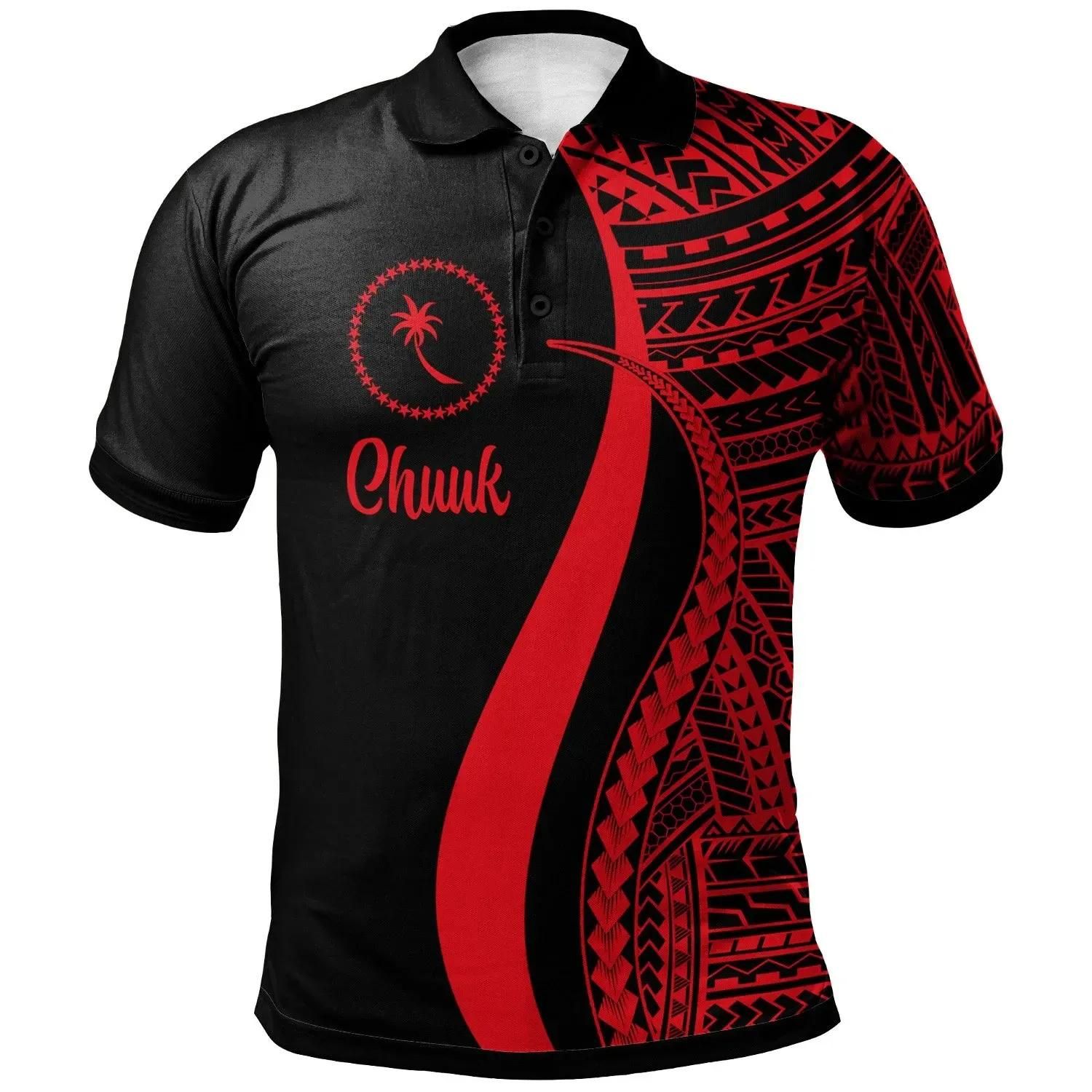 Chuuk Polo Shirt Red - Polynesian Tentacle Tribal Pattern - BN11 Chuuk Polo Shirt Red - Polynesian Tentacle Tribal Pattern - BN11