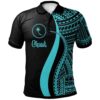 Chuuk Polo Shirt Turquoise - Polynesian Tentacle Tribal Pattern - BN11