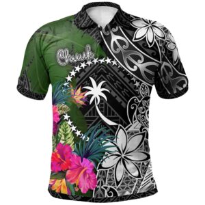 Chuuk Polo Shirt - Turtle Plumeria Banana Leaf - BN11