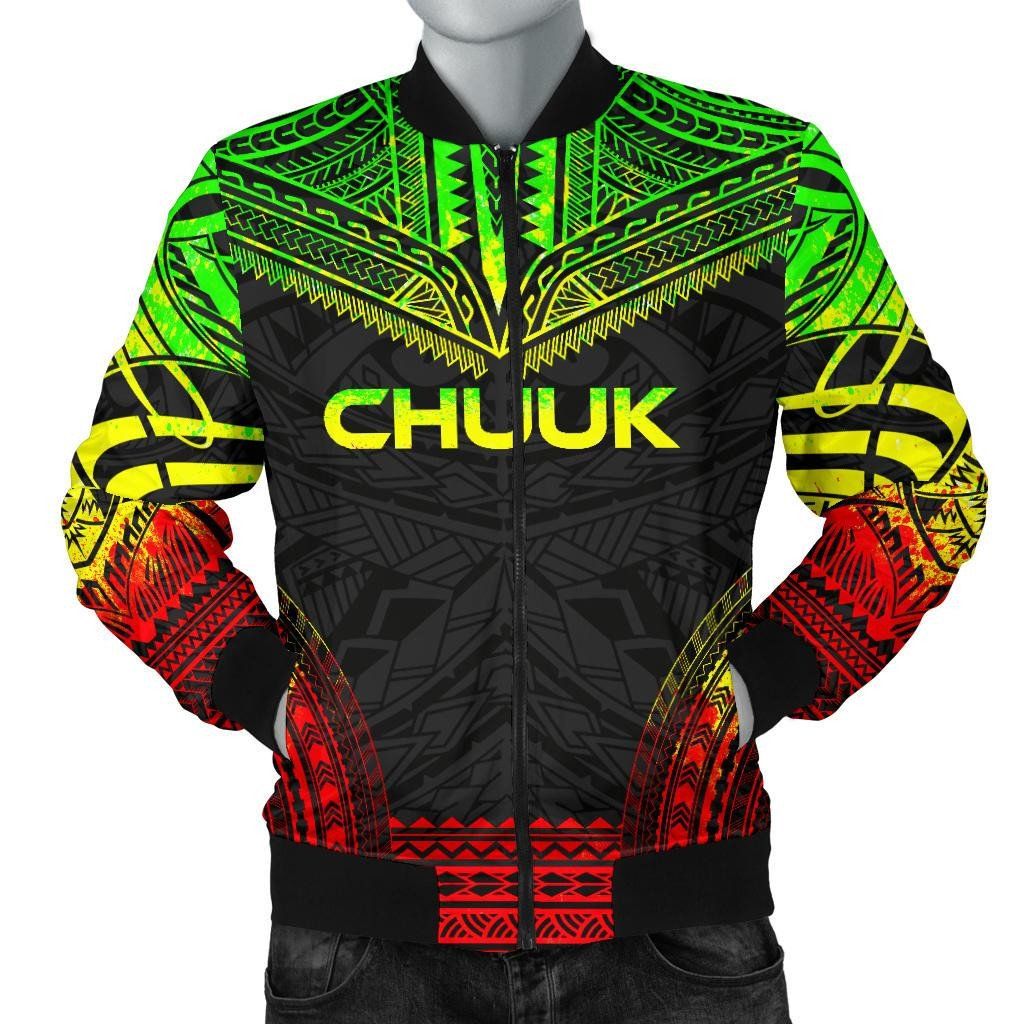 Chuuk Polynesian Chief Men's Bomber Jacket - Reggae Version - Bn10 Bomber Jacket Chuuk Polynesian Chief Men's Bomber Jacket - Reggae Version - Bn10 Bomber Jacket