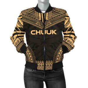 Chuuk Polynesian Chief Women'S Bomber Jacket - Gold Version - Bn10