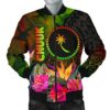 Chuuk Polynesian Men's Bomber Jacket -  Hibiscus and Banana Leaves - BN15 Bomber Jacket