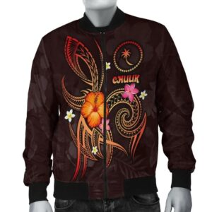 Chuuk Polynesian Men's Bomber Jacket - Legend of Chuuk (Red) - BN15 Bomber Jacket
