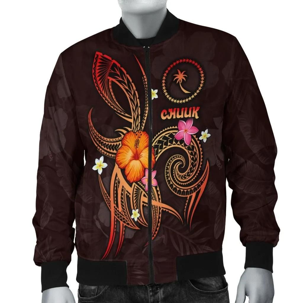 Chuuk Polynesian Men's Bomber Jacket - Legend of Chuuk (Red) - BN15 Bomber Jacket Chuuk Polynesian Men's Bomber Jacket - Legend of Chuuk (Red) - BN15 Bomber Jacket