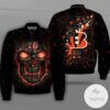 Cincinnati Bengals Lava Skull Full Print Bomber Jacket