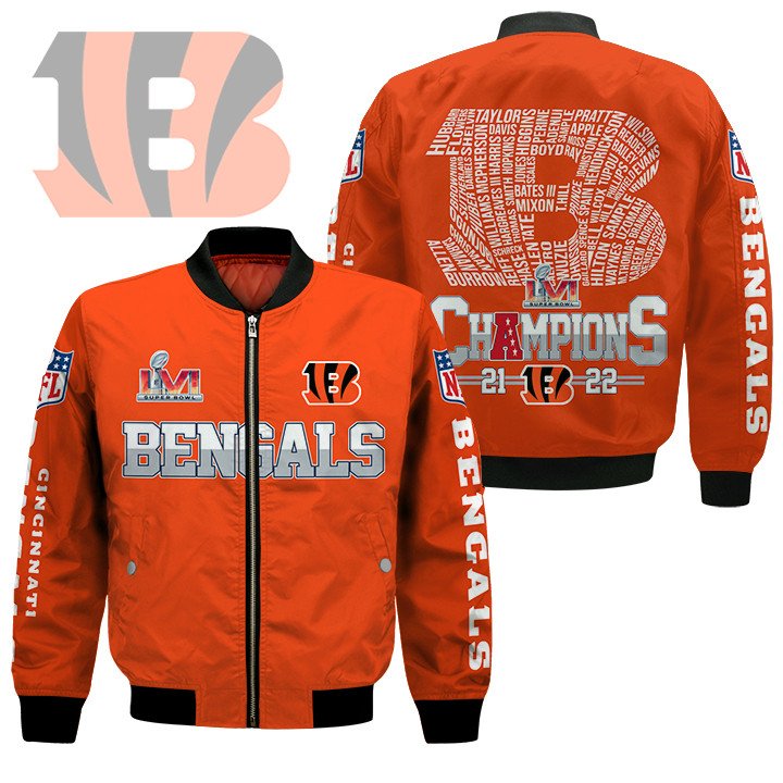 Cincinnati Bengals Lvi Super Bowl Champions 2022 Bomber Jacket Cincinnati Bengals Lvi Super Bowl Champions 2022 Bomber Jacket