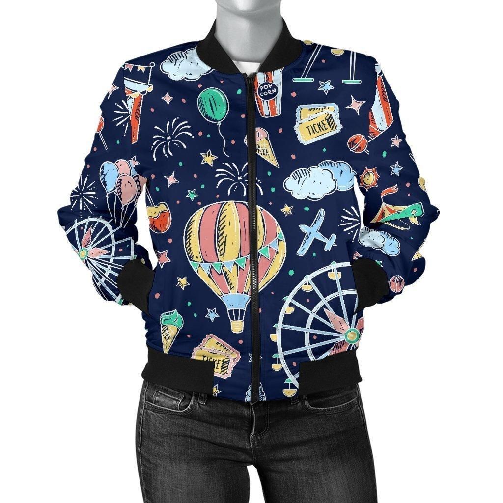Circus-Dream-Pattern-Print-Women-Casual-Bomber-Jacket-1