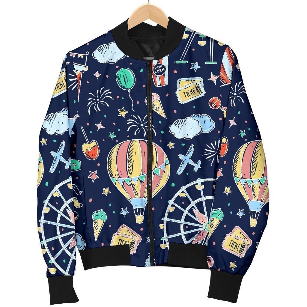 Circus Dream Pattern Print Women Casual Bomber Jacket Circus Dream Pattern Print Women Casual Bomber Jacket