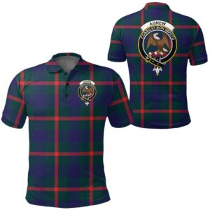 Clothing - Agnew Modern Clan Tartan Crest Polo Shirt A7
