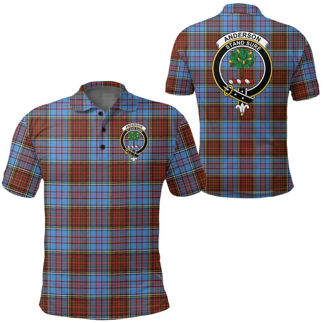 Clothing - Anderson Modern Clan Tartan Crest Polo Shirt A7 Clothing - Anderson Modern Clan Tartan Crest Polo Shirt A7