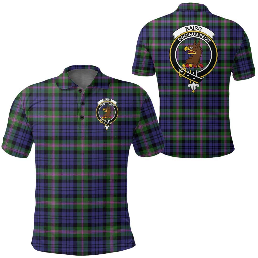 Clothing - Baird Modern Clan Tartan Crest Polo Shirt A7 Clothing - Baird Modern Clan Tartan Crest Polo Shirt A7