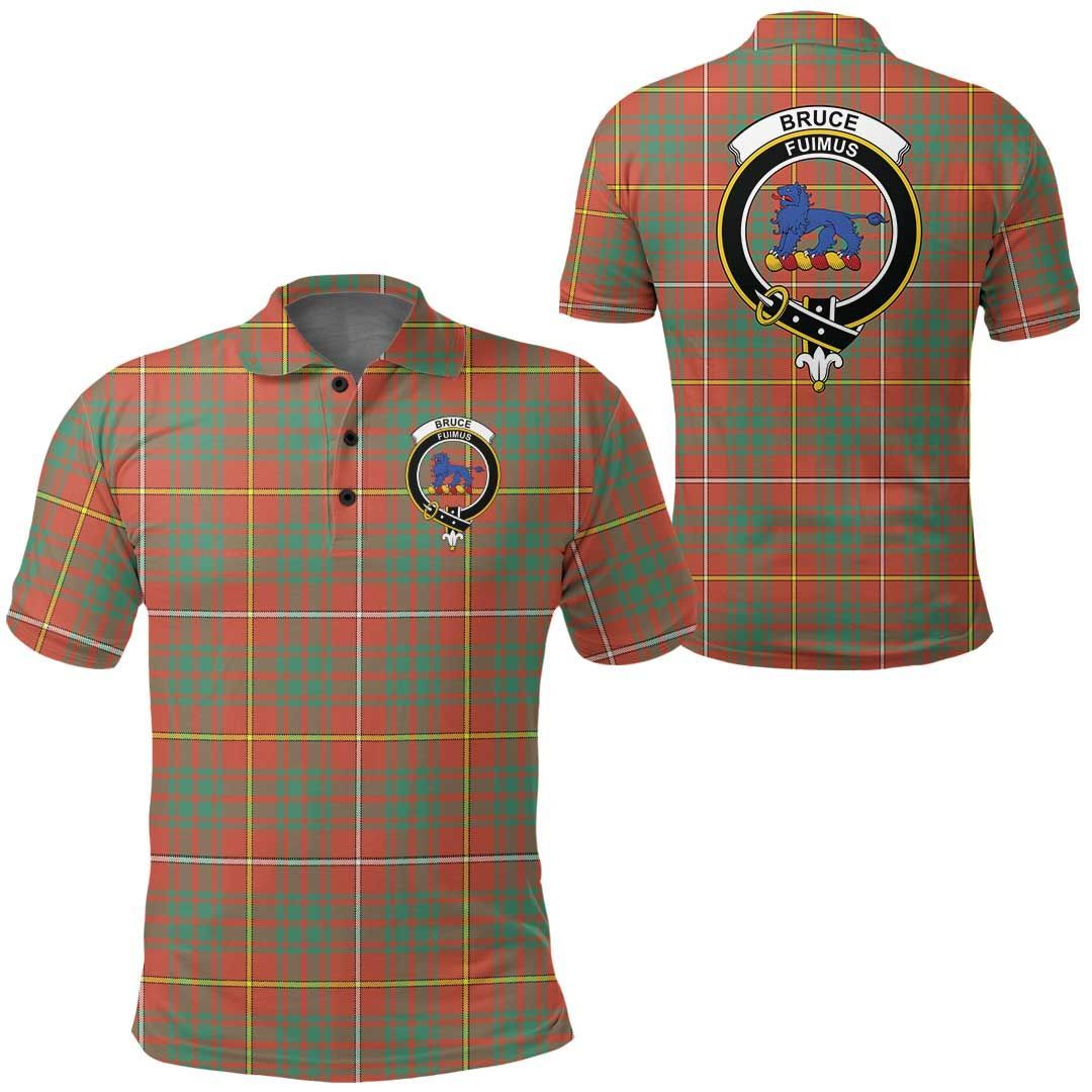 Clothing - Bruce Ancient Clan Tartan Crest Polo Shirt A7 Clothing - Bruce Ancient Clan Tartan Crest Polo Shirt A7