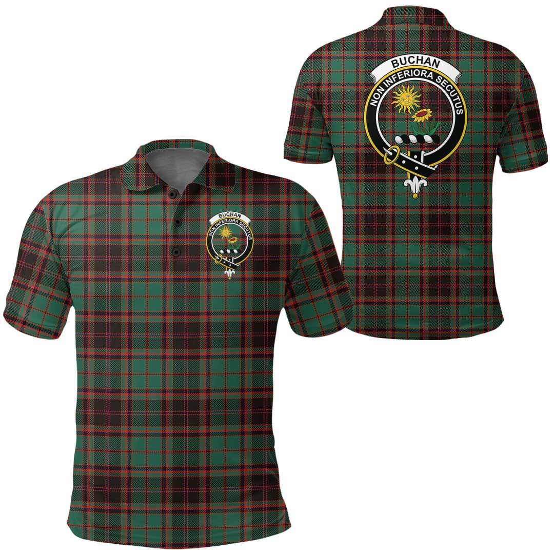 Clothing - Buchan Ancient Clan Tartan Crest Polo Shirt A7 Clothing - Buchan Ancient Clan Tartan Crest Polo Shirt A7