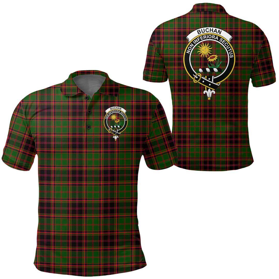 Clothing - Buchan Modern Clan Tartan Crest Polo Shirt A7 Clothing - Buchan Modern Clan Tartan Crest Polo Shirt A7