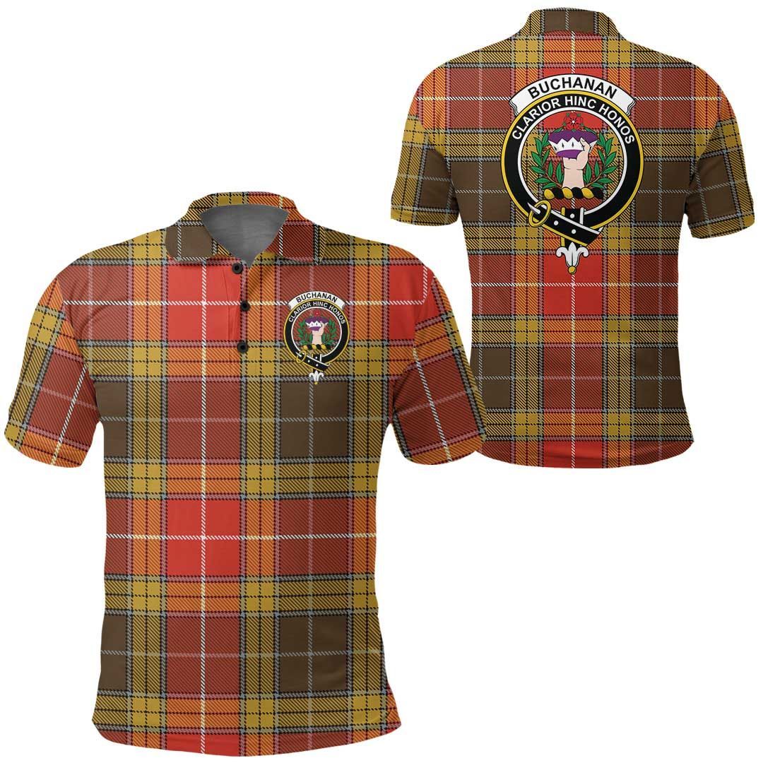 Clothing - Buchanan Old Set Weathered Clan Tartan Crest Polo Shirt A7 Clothing - Buchanan Old Set Weathered Clan Tartan Crest Polo Shirt A7