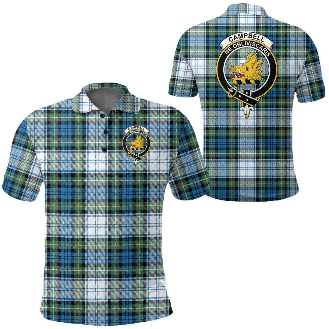 Clothing - Campbell Dress Clan Tartan Crest Polo Shirt A7 Clothing - Campbell Dress Clan Tartan Crest Polo Shirt A7