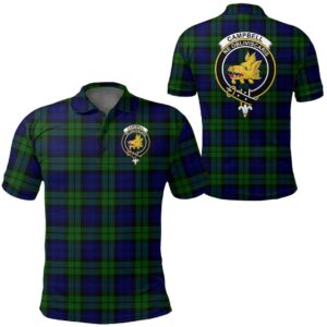 Clothing - Campbell Modern Clan Tartan Crest Polo Shirt A7