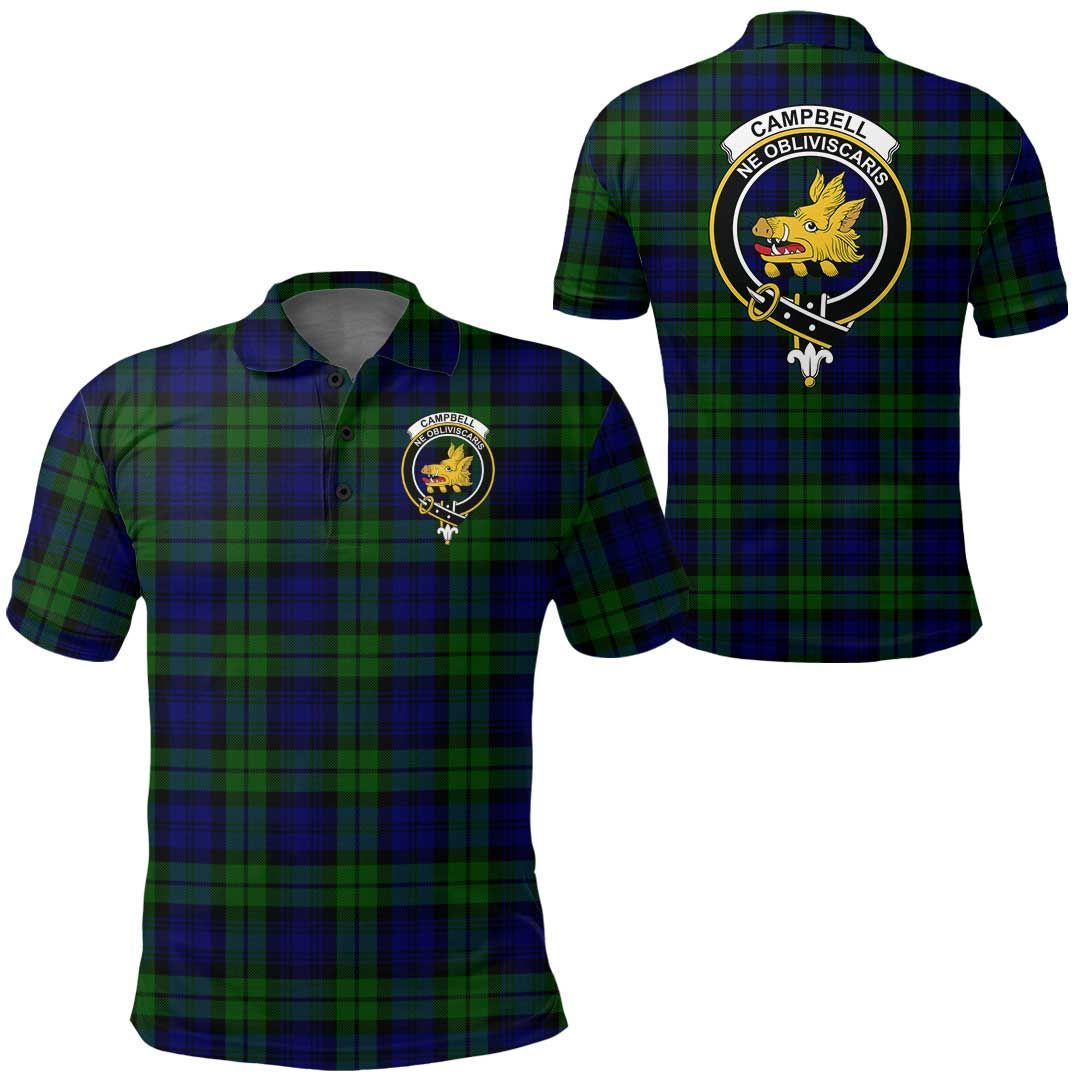 Clothing - Campbell Modern Clan Tartan Crest Polo Shirt A7 Clothing - Campbell Modern Clan Tartan Crest Polo Shirt A7