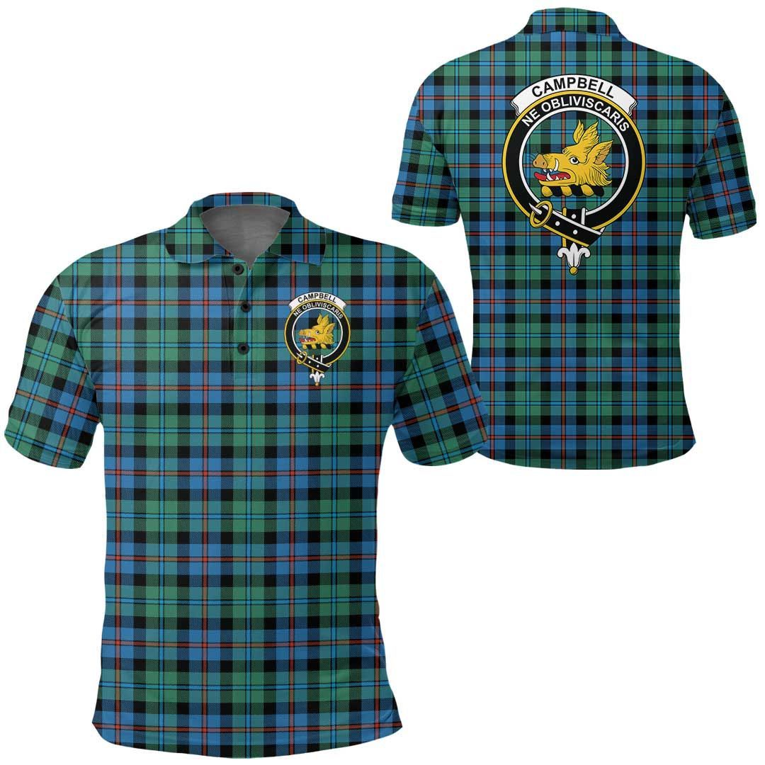 Clothing - Campbell Of Cawdor Ancient Clan Tartan Crest Polo Shirt A7 Clothing - Campbell Of Cawdor Ancient Clan Tartan Crest Polo Shirt A7