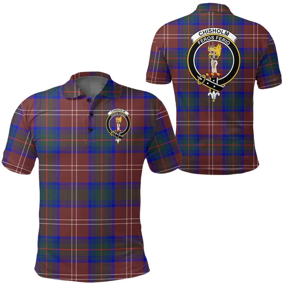 Clothing - Chisholm Hunting Modern Clan Tartan Crest Polo Shirt A7 Clothing - Chisholm Hunting Modern Clan Tartan Crest Polo Shirt A7