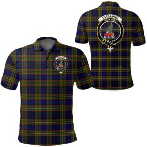 Clothing - Clelland Modern Clan Tartan Crest Polo Shirt A7