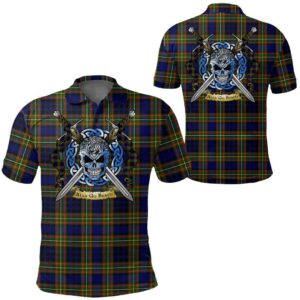 Clothing - Clelland Modern Tartan Polo Shirt Celtic Scottish Warrior - Golf Shirt A7