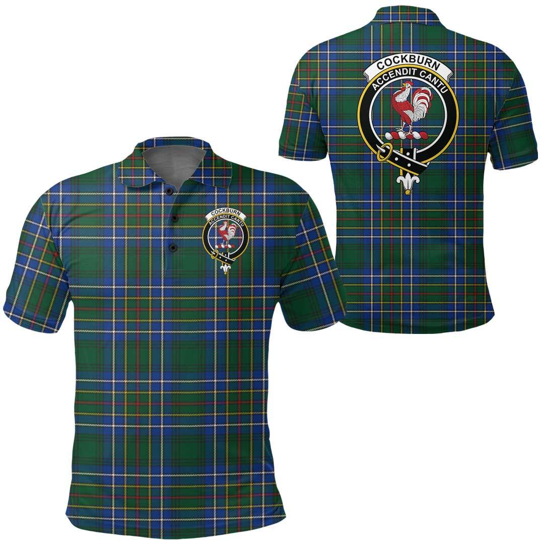 Clothing - Cockburn Ancient Clan Tartan Crest Polo Shirt A7 Clothing - Cockburn Ancient Clan Tartan Crest Polo Shirt A7