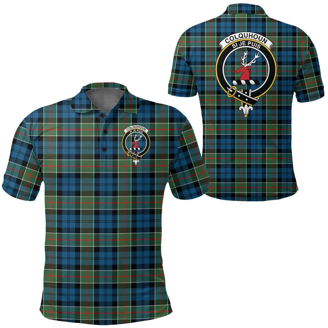 Clothing - Colquhoun Ancient Clan Tartan Crest Polo Shirt A7 Clothing - Colquhoun Ancient Clan Tartan Crest Polo Shirt A7
