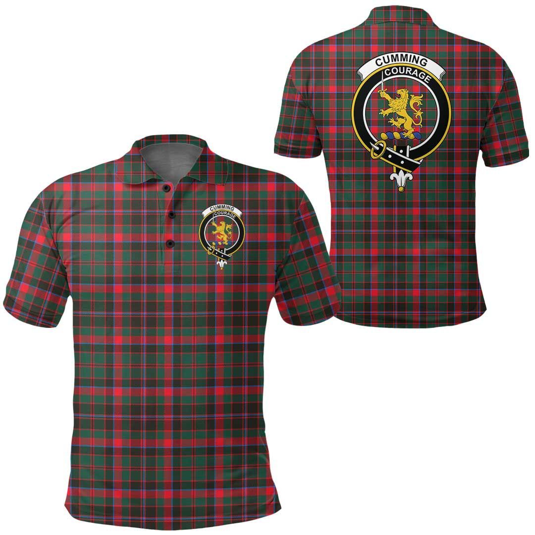 Clothing - Cumming Hunting Modern Clan Tartan Crest Polo Shirt A7 Clothing - Cumming Hunting Modern Clan Tartan Crest Polo Shirt A7
