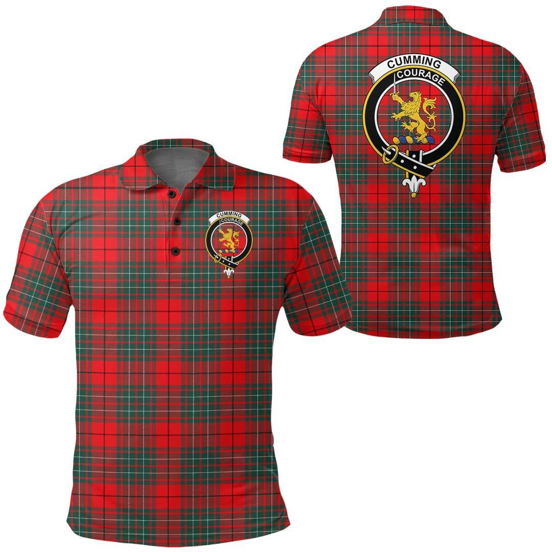 Clothing - Cumming Modern Clan Tartan Crest Polo Shirt A7 Clothing - Cumming Modern Clan Tartan Crest Polo Shirt A7