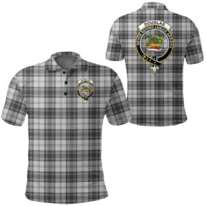 Clothing - Douglas Grey Modern Clan Tartan Crest Polo Shirt A7