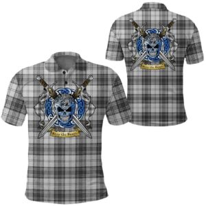 Clothing - Douglas Grey Modern Tartan Polo Shirt Celtic Scottish Warrior - Golf Shirt A7