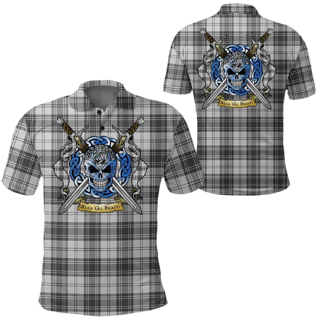 Clothing - Douglas Grey Modern Tartan Polo Shirt Celtic Scottish Warrior - Golf Shirt A7 Clothing - Douglas Grey Modern Tartan Polo Shirt Celtic Scottish Warrior - Golf Shirt A7