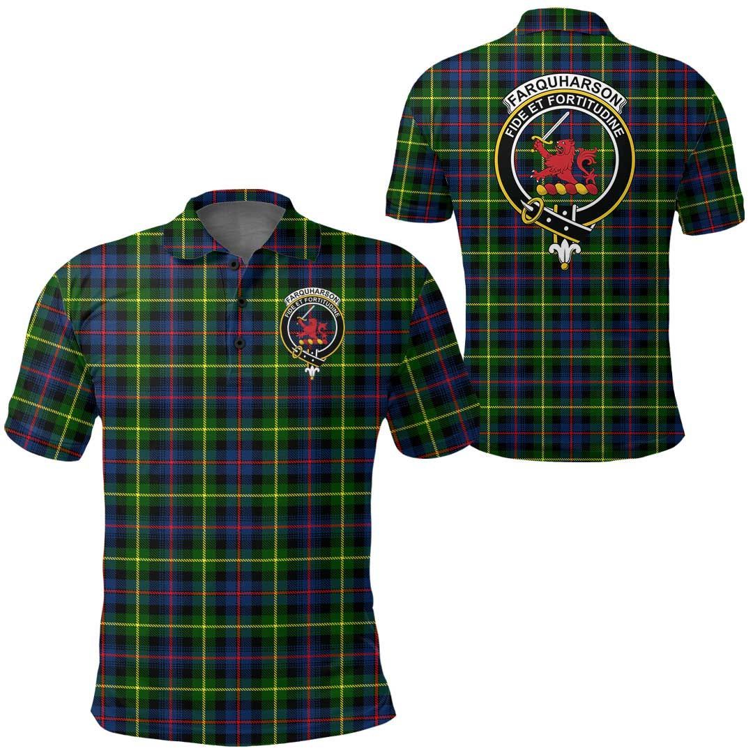 Clothing - Farquharson Modern Clan Tartan Crest Polo Shirt A7 Clothing - Farquharson Modern Clan Tartan Crest Polo Shirt A7