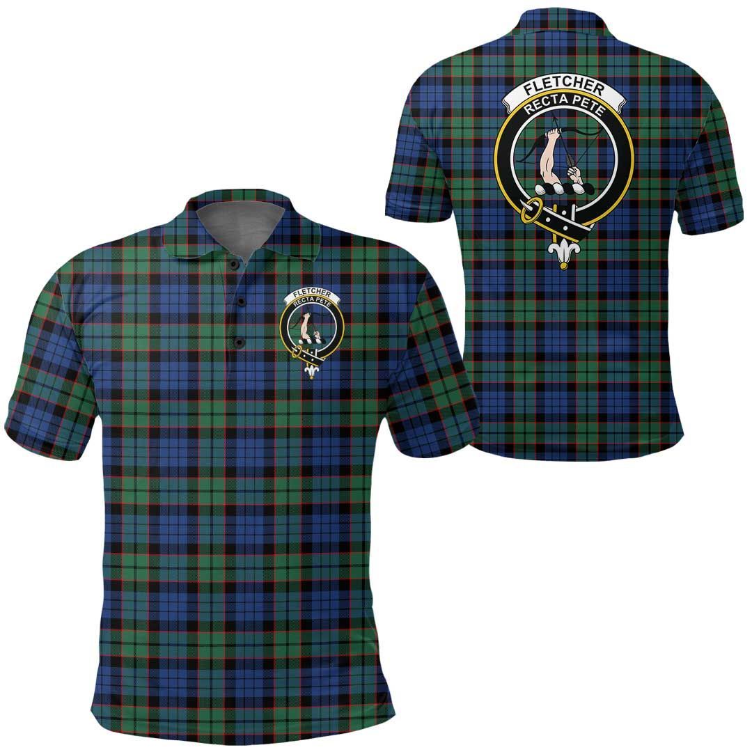 Clothing - Fletcher Ancient Clan Tartan Crest Polo Shirt A7 Clothing - Fletcher Ancient Clan Tartan Crest Polo Shirt A7