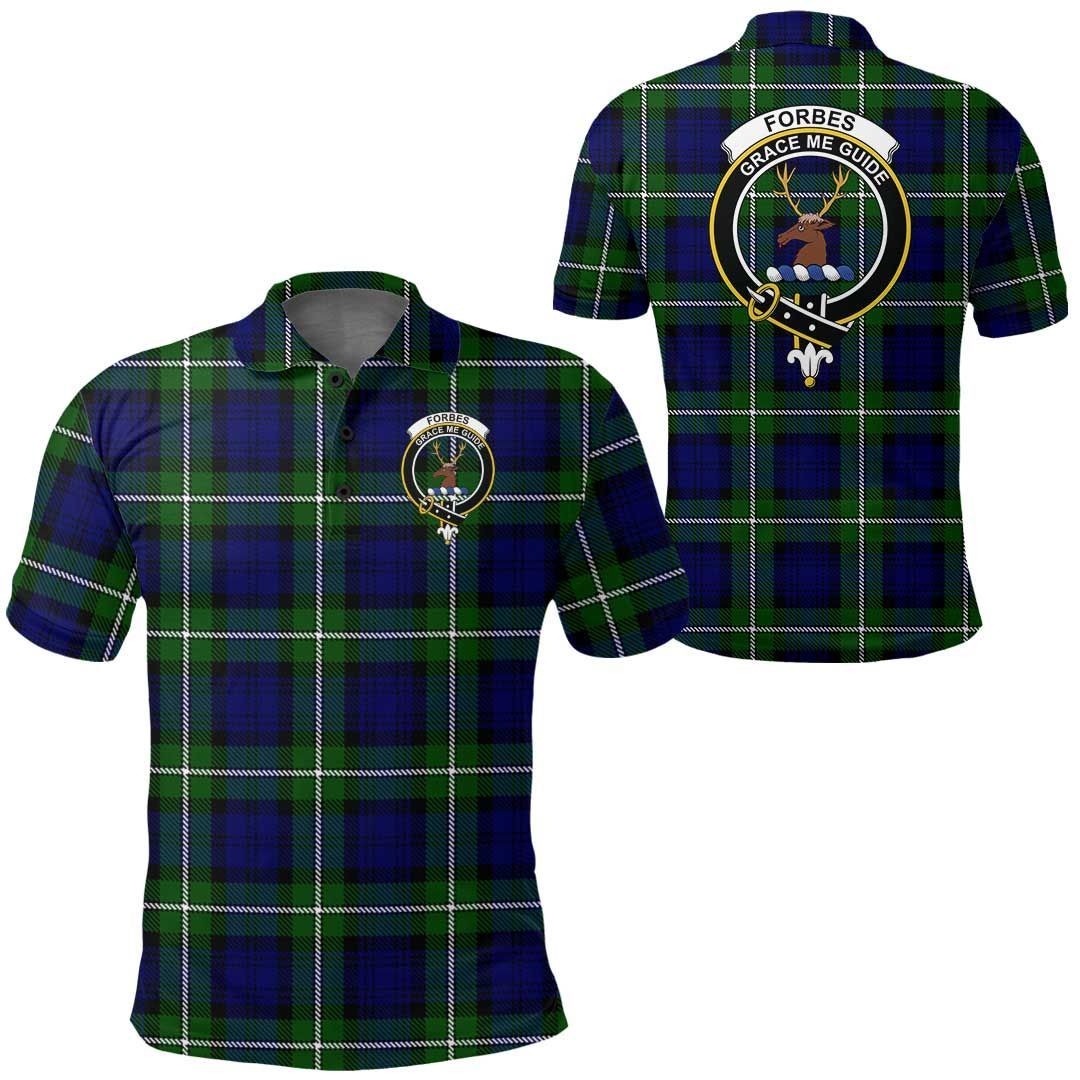 Clothing - Forbes Modern Clan Tartan Crest Polo Shirt A7 Clothing - Forbes Modern Clan Tartan Crest Polo Shirt A7
