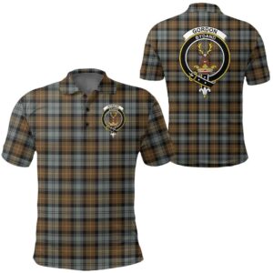 Clothing - Gordon Weathered Clan Tartan Crest Polo Shirt A7