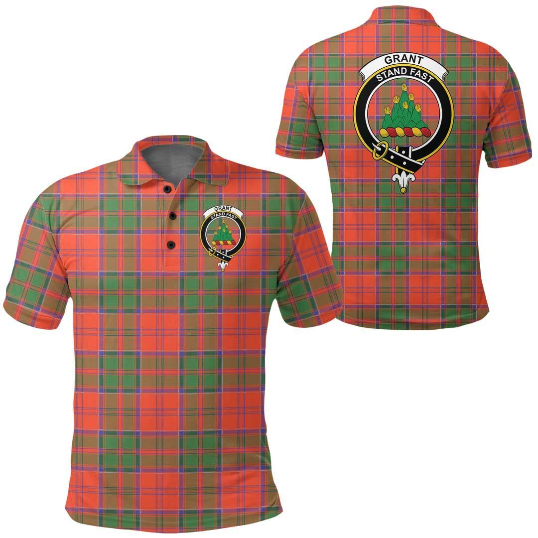 Clothing - Grant Ancient Clan Tartan Crest Polo Shirt A7 Clothing - Grant Ancient Clan Tartan Crest Polo Shirt A7