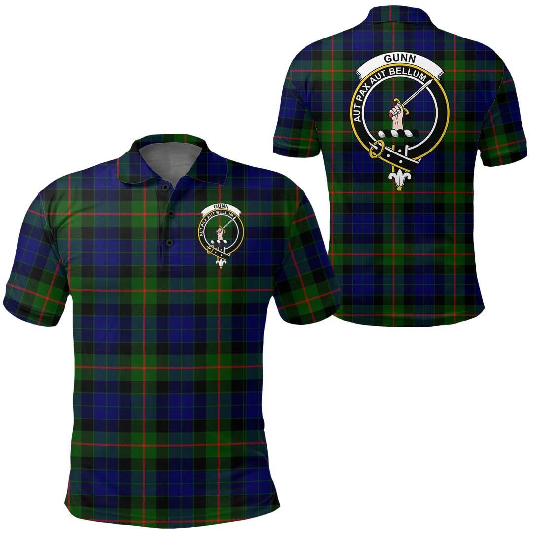 Clothing - Gunn Modern Clan Tartan Crest Polo Shirt A7 Clothing - Gunn Modern Clan Tartan Crest Polo Shirt A7